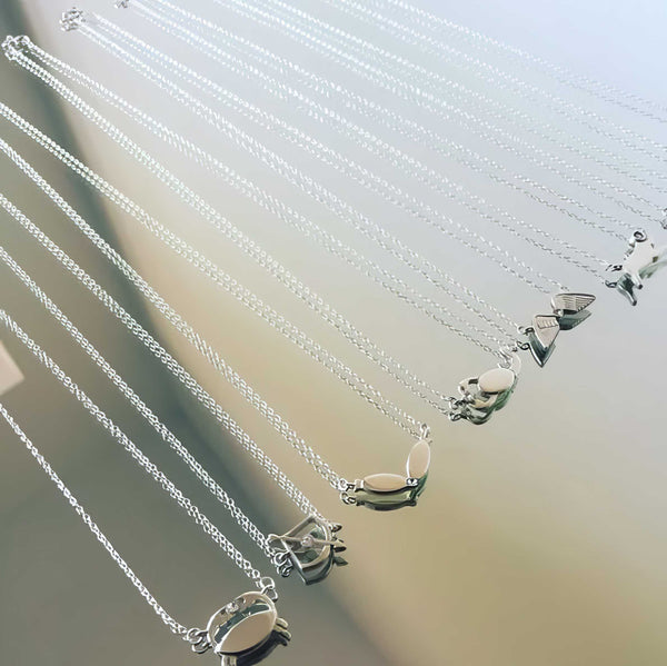 Pisces constellation necklace sterling silver 925 Swarovski crystals – front view | LoveYours Collection