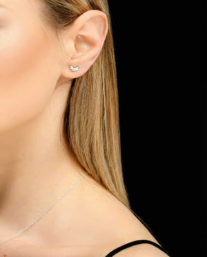 Aquarius zodiac earrings sterling silver 925 Swarovski crystals – close up | LoveYours Collection