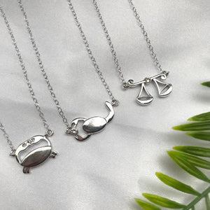 Libra constellation necklace sterling silver 925 Swarovski crystals – flatlay | LoveYours Collection