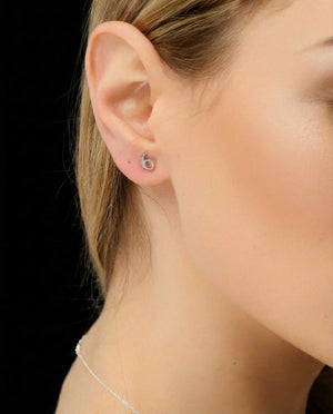 Capricorn zodiac earrings sterling silver 925 Swarovski crystals – close up | LoveYours Collection