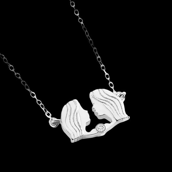 Gemini constellation necklace sterling silver 925 Swarovski crystals – on model | LoveYours Collection