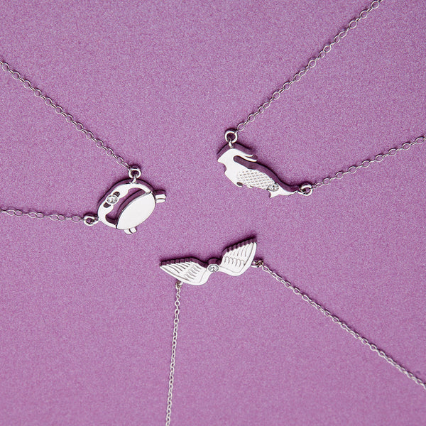 Capricorn jewellery gift box set sterling silver 925 necklace and earrings – on model | LoveYours Collection