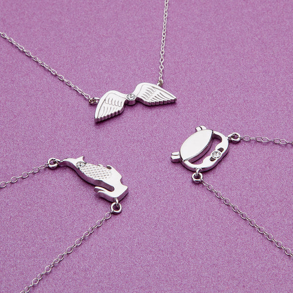 Cancer jewellery gift box set sterling silver 925 necklace and earrings – on model | LoveYours Collection