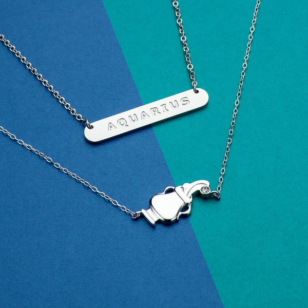 Aquarius constellation necklace sterling silver 925 Swarovski crystals – on model | LoveYours Collection