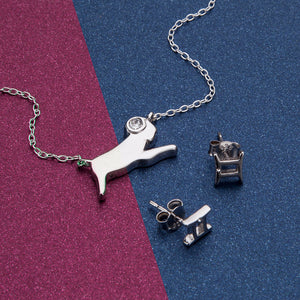 Aries jewellery gift box set sterling silver 925 necklace and earrings – on model | LoveYours Collection