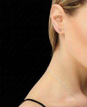 Pisces zodiac earrings sterling silver 925 Swarovski crystals – close up | LoveYours Collection