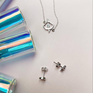 Sagittarius constellation necklace sterling silver 925 Swarovski crystals – flatlay | LoveYours Collection