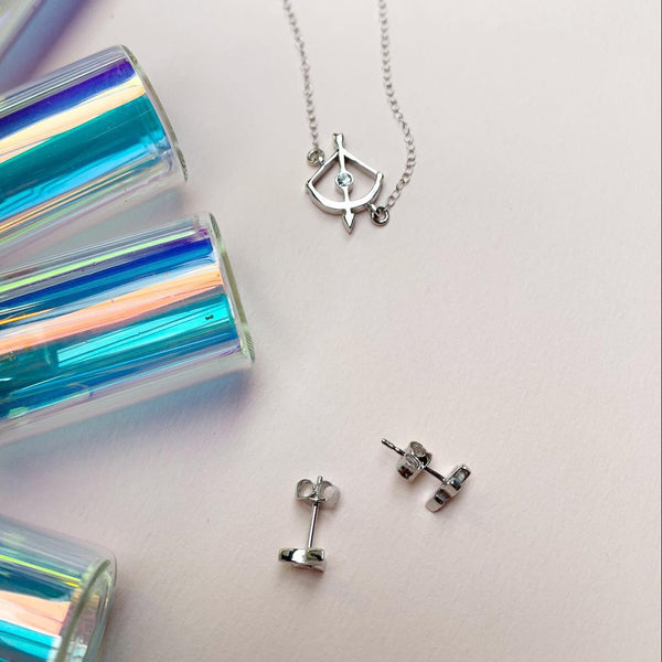 Sagittarius constellation necklace sterling silver 925 Swarovski crystals – flatlay | LoveYours Collection