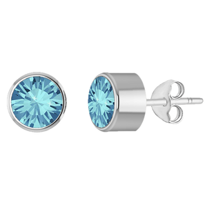 Birthstone earrings sterling silver personalised – clasp and crystal detail | LoveYours Collection