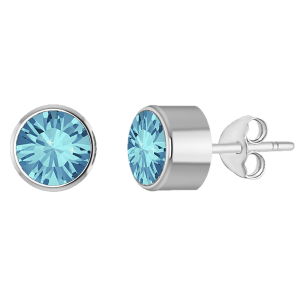 Birthstone earrings sterling silver personalised – clasp and crystal detail | LoveYours Collection