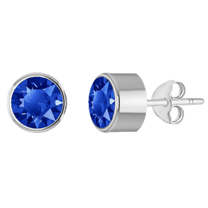Birthstone earrings sterling silver personalised – front view | LoveYours Collection