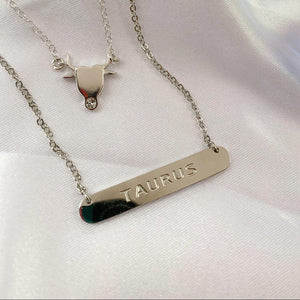 Taurus constellation necklace sterling silver 925 Swarovski crystals – on model | LoveYours Collection