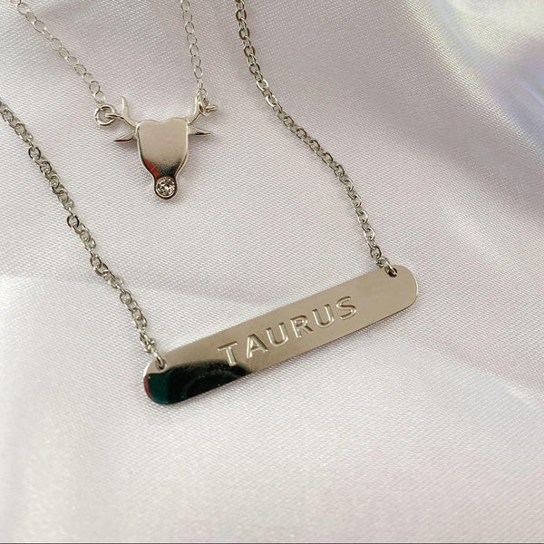 Taurus constellation necklace sterling silver 925 Swarovski crystals – on model | LoveYours Collection