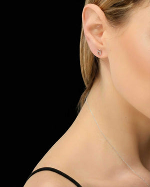 Taurus zodiac earrings sterling silver 925 Swarovski crystals – close up | LoveYours Collection