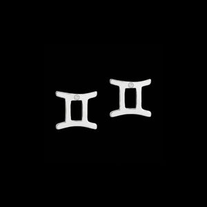 Gemini zodiac earrings sterling silver 925 Swarovski crystals – detail view | LoveYours Collection