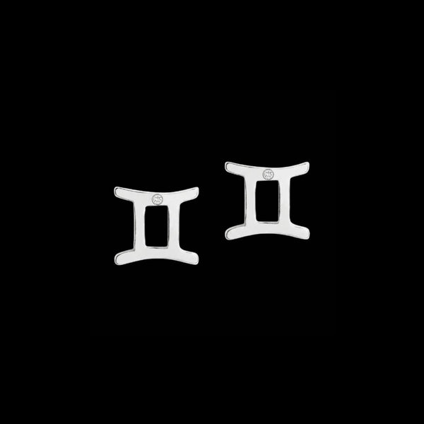 Gemini zodiac earrings sterling silver 925 Swarovski crystals – detail view | LoveYours Collection