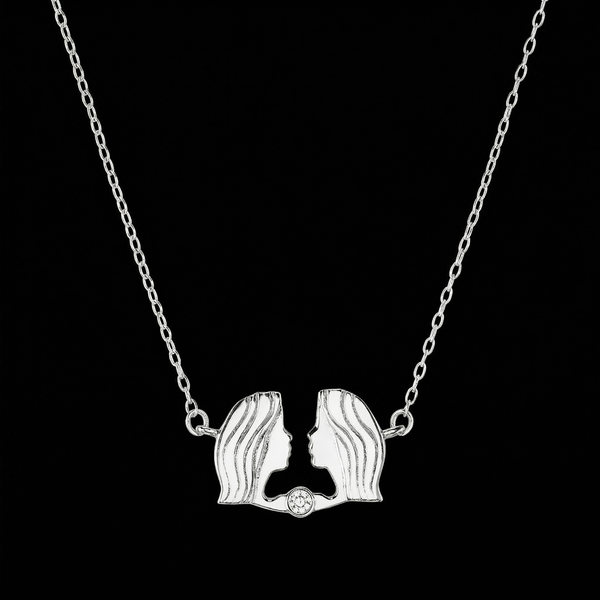 Gemini jewellery gift box set sterling silver 925 necklace and earrings – detail view | LoveYours Collection