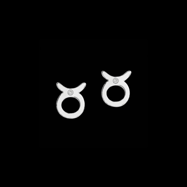Taurus zodiac earrings sterling silver 925 Swarovski crystals – detail view | LoveYours Collection
