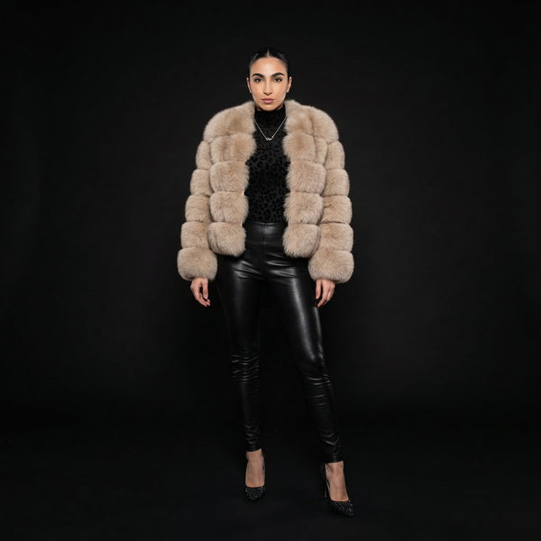 Velour FOX Fur | Coffee – on model | LoveYours Collection