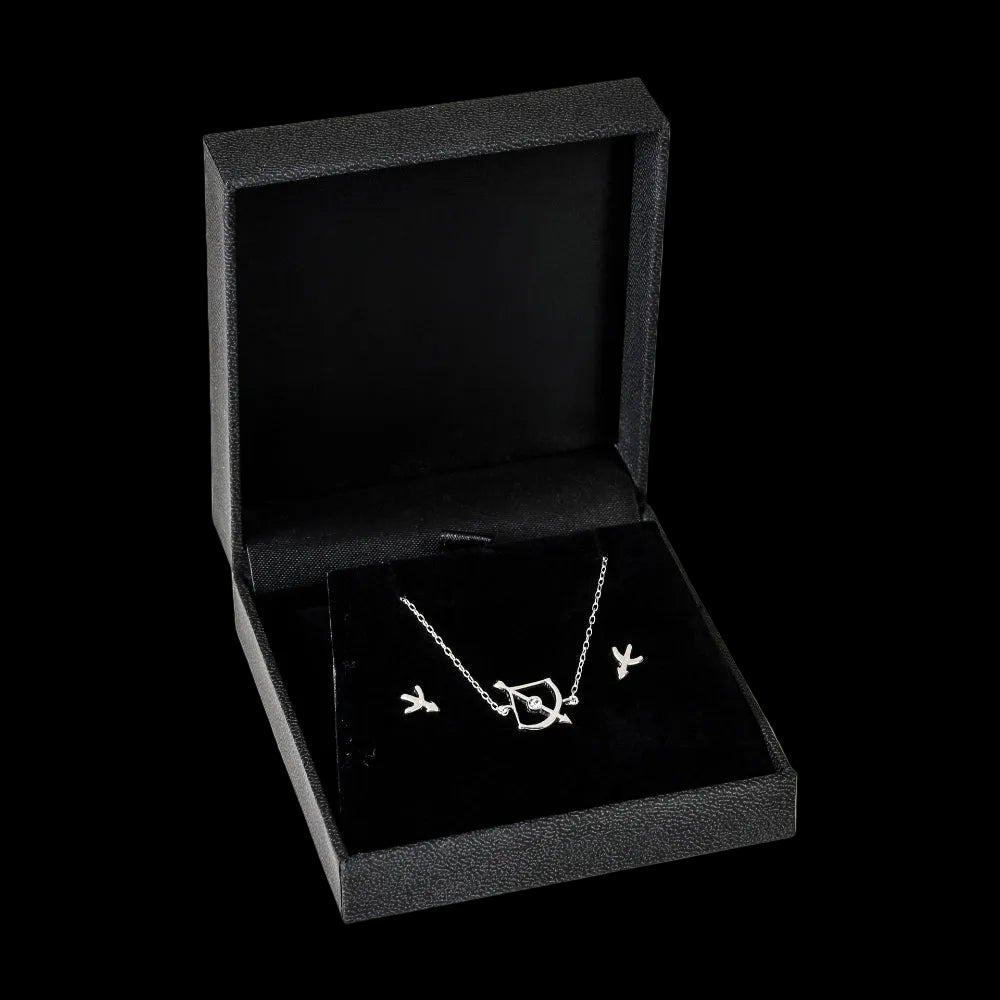Sagittarius jewellery gift box set sterling silver 925 necklace and earrings | LoveYours Collection