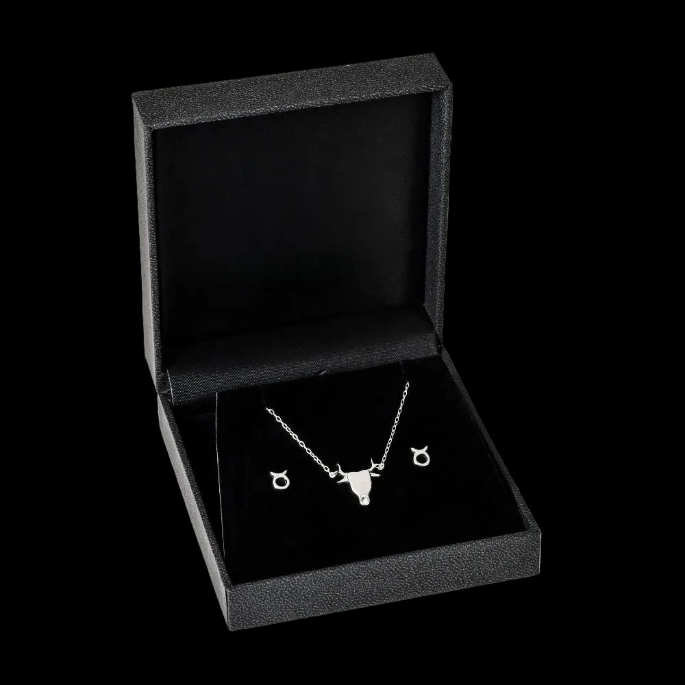 Taurus jewellery gift box set sterling silver 925 necklace and earrings | LoveYours Collection