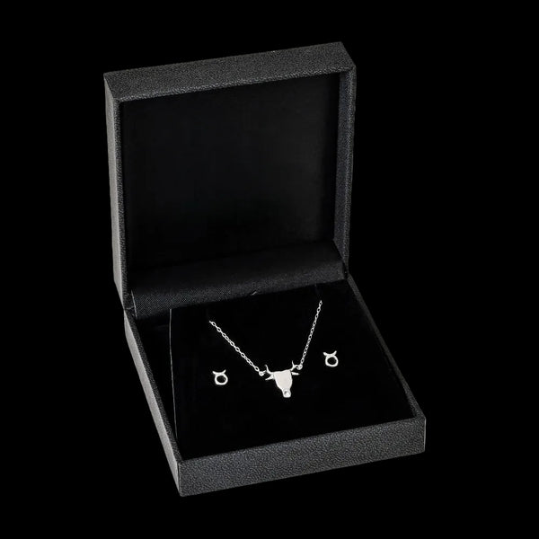 Taurus jewellery gift box set sterling silver 925 necklace and earrings | LoveYours Collection